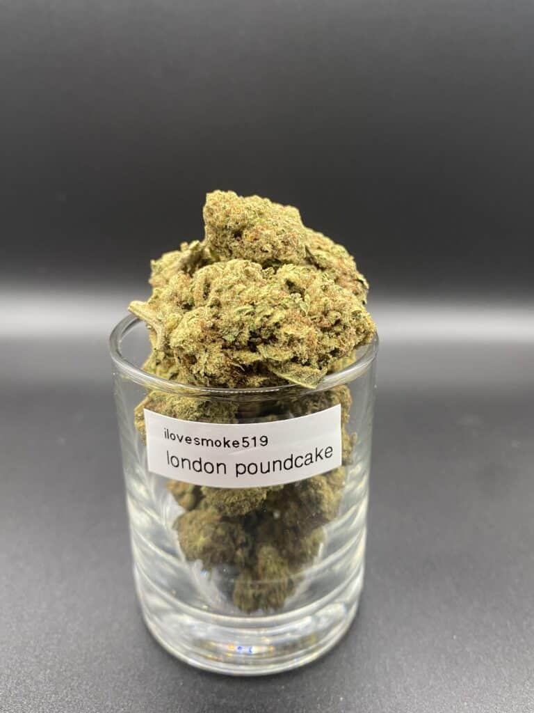 London Pound Cake cannabis flower buds with a hand-trimmed finish and consistent structure.