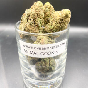 A package of Animal Cookies - AA dried cannabis flower displayed in sealed retail packaging for adult consumers.